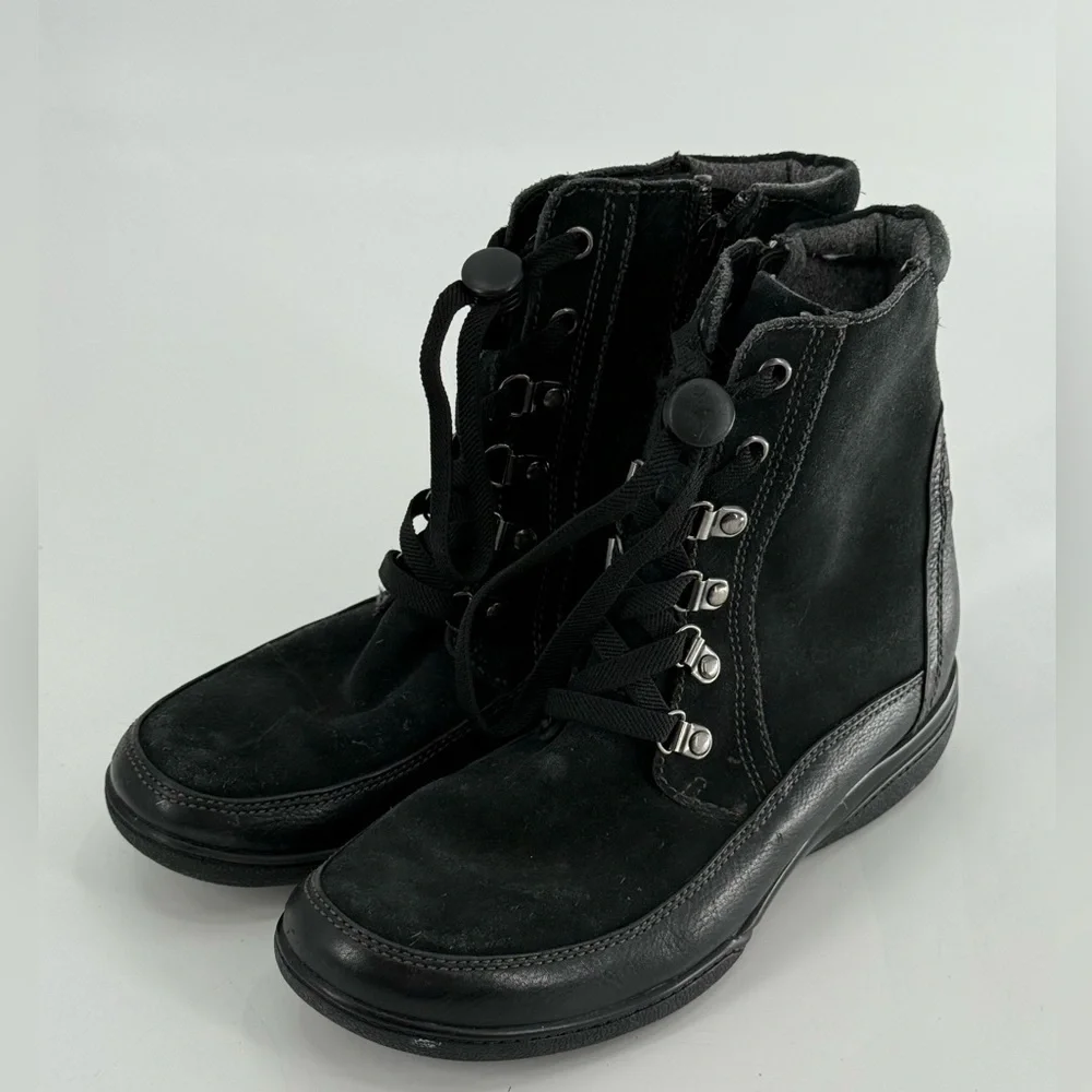 Clarks Black Suede & Leather Boots Wool‎ Lined 8